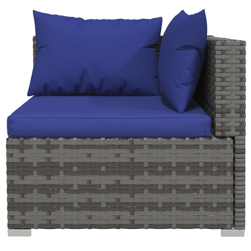 vidaXL 3-Seater Sofa with Cushions Grey Poly Rattan