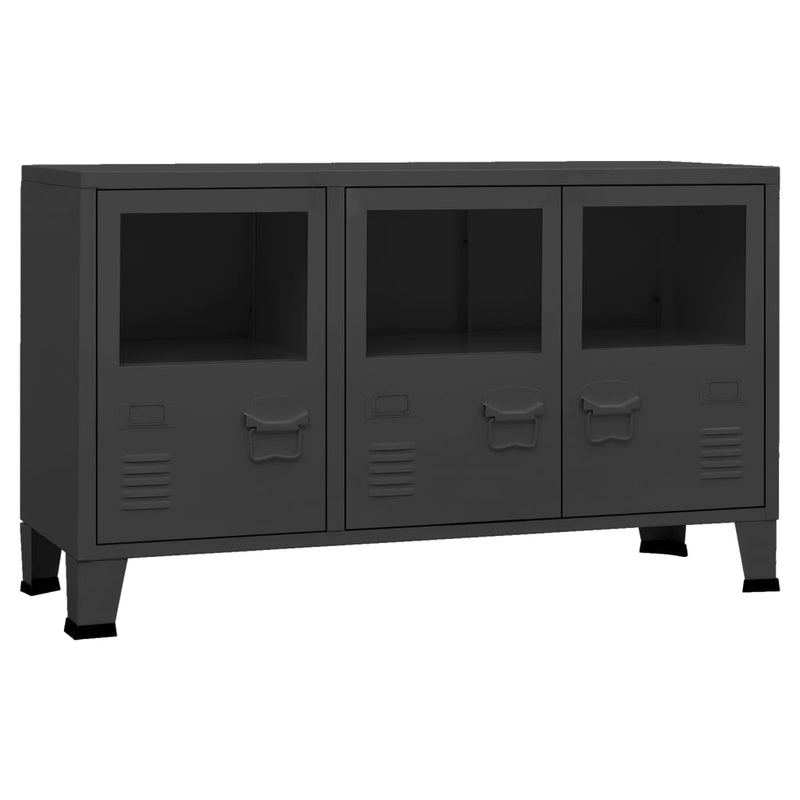 vidaXL Industrial Sideboard Black 105x35x62 cm Metal and Glass