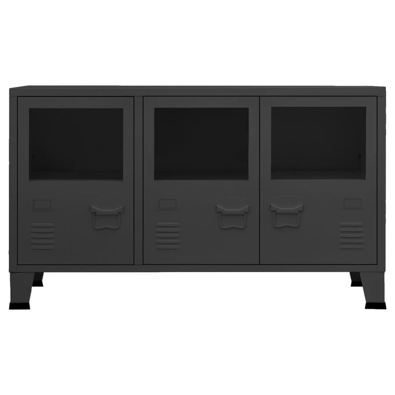 vidaXL Industrial Sideboard Black 105x35x62 cm Metal and Glass