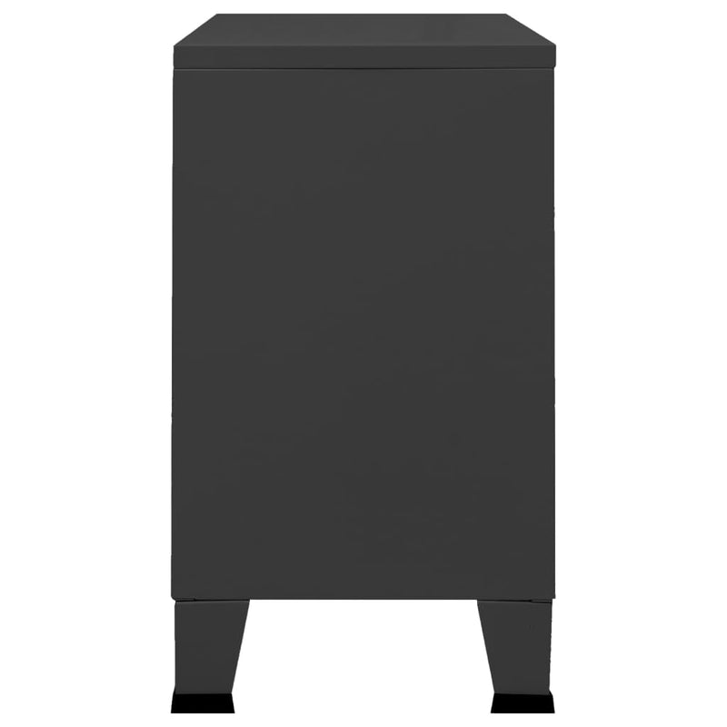 vidaXL Industrial Sideboard Black 105x35x62 cm Metal and Glass