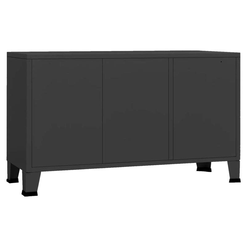 vidaXL Industrial Sideboard Black 105x35x62 cm Metal and Glass