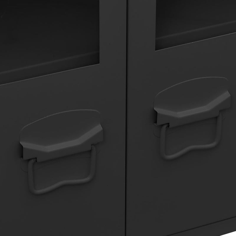 vidaXL Industrial Sideboard Black 105x35x62 cm Metal and Glass