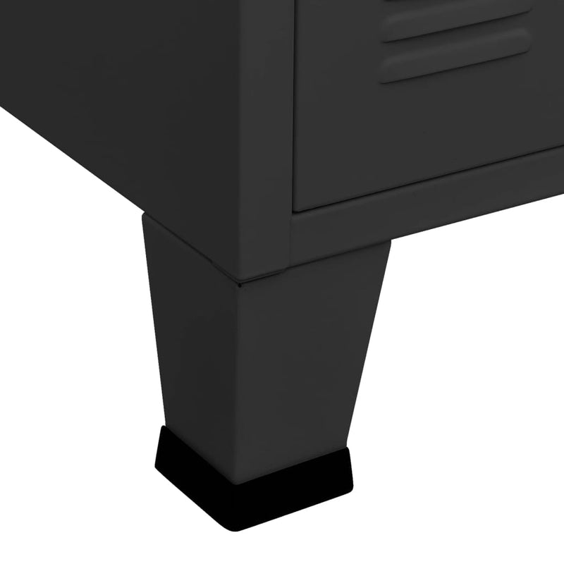 vidaXL Industrial Sideboard Black 105x35x62 cm Metal and Glass