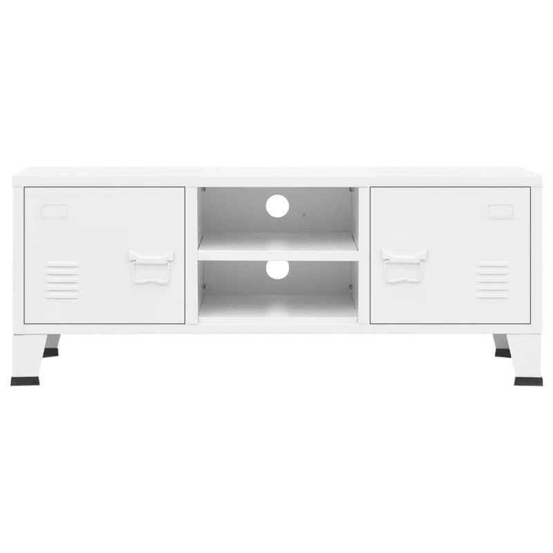 vidaXL Industrial TV Cabinet White 105x35x42 cm Metal