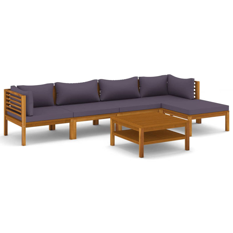 vidaXL 6 Piece Garden Lounge Set with Cushion Solid Acacia Wood