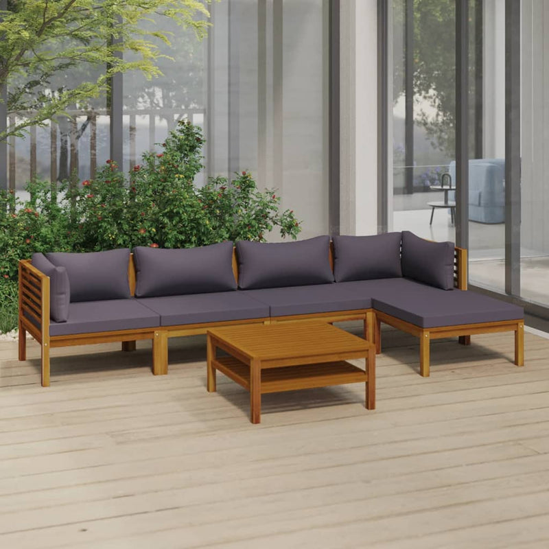 vidaXL 6 Piece Garden Lounge Set with Cushion Solid Acacia Wood