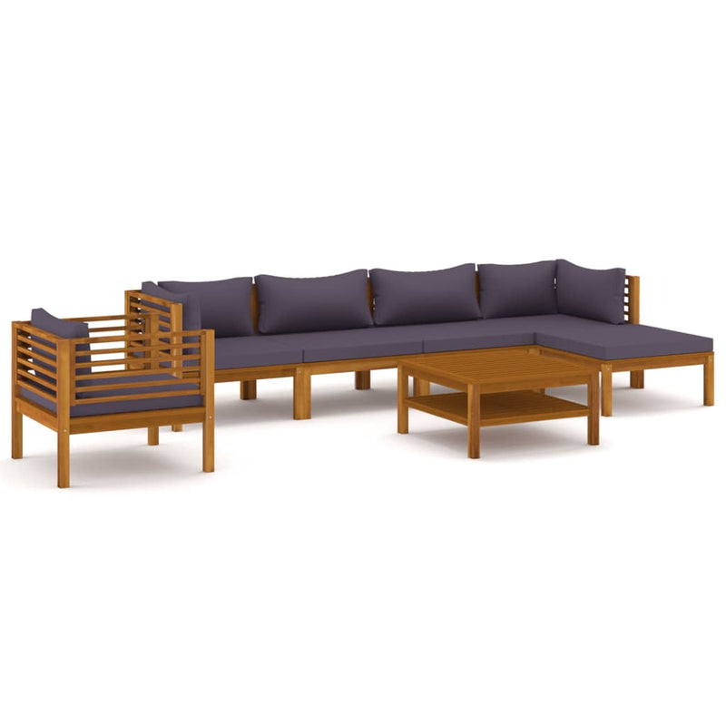 vidaXL 7 Piece Garden Lounge Set with Cushion Solid Acacia Wood
