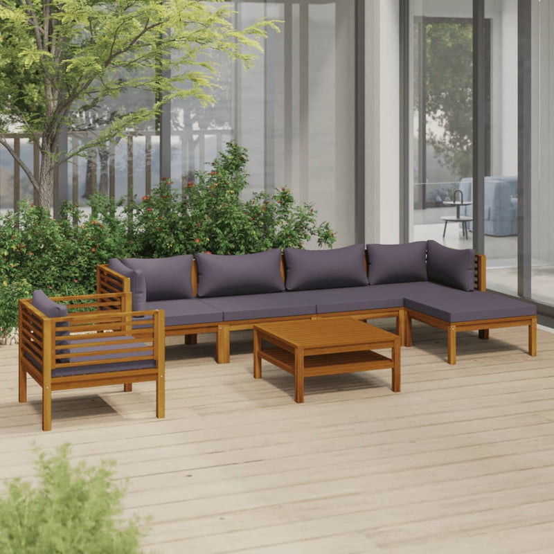 vidaXL 7 Piece Garden Lounge Set with Cushion Solid Acacia Wood