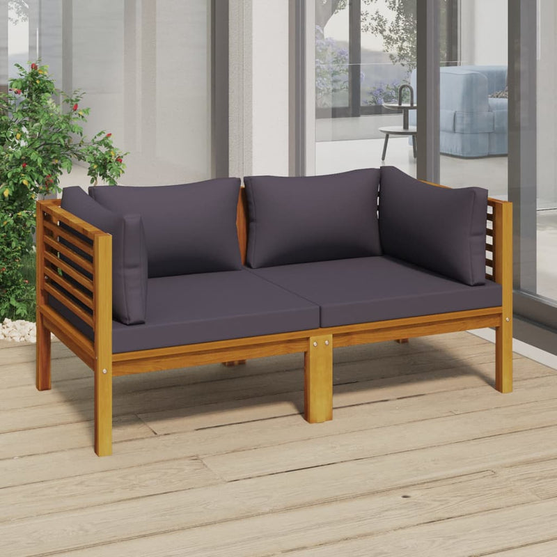 vidaXL 2-Seater Garden Sofa with Cushion Solid Wood Acacia