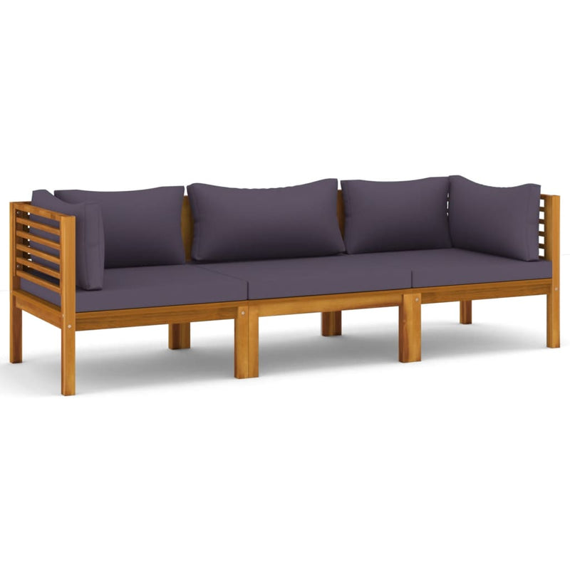 vidaXL 3-Seater Garden Sofa with Cushion Solid Acacia Wood