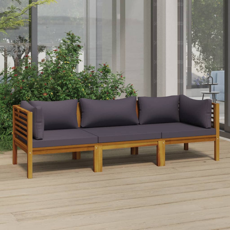 vidaXL 3-Seater Garden Sofa with Cushion Solid Acacia Wood