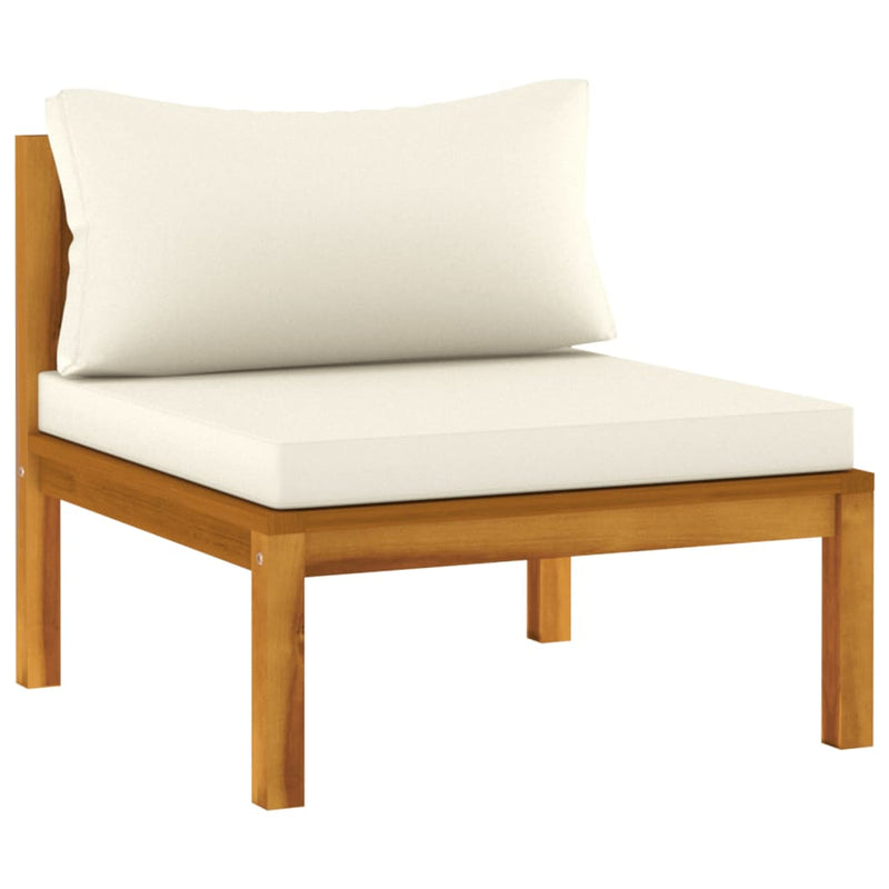 vidaXL 4 Piece Garden Lounge Set with Cream Cushion Solid Acacia Wood