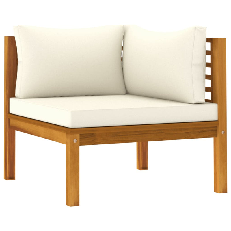 vidaXL 4 Piece Garden Lounge Set with Cream Cushion Solid Acacia Wood