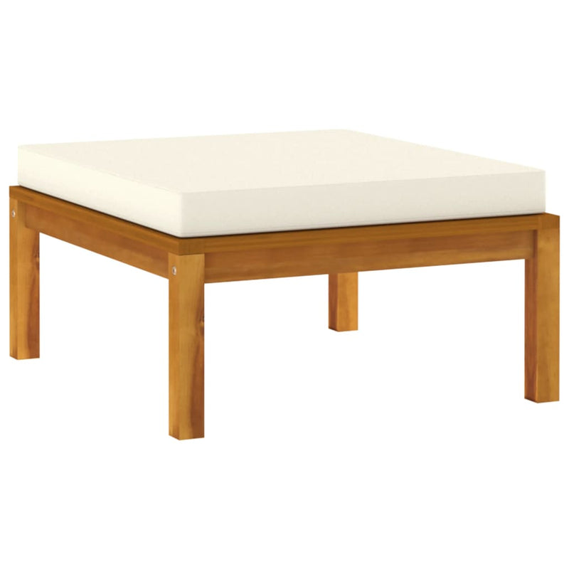 vidaXL 4 Piece Garden Lounge Set with Cream Cushion Solid Acacia Wood