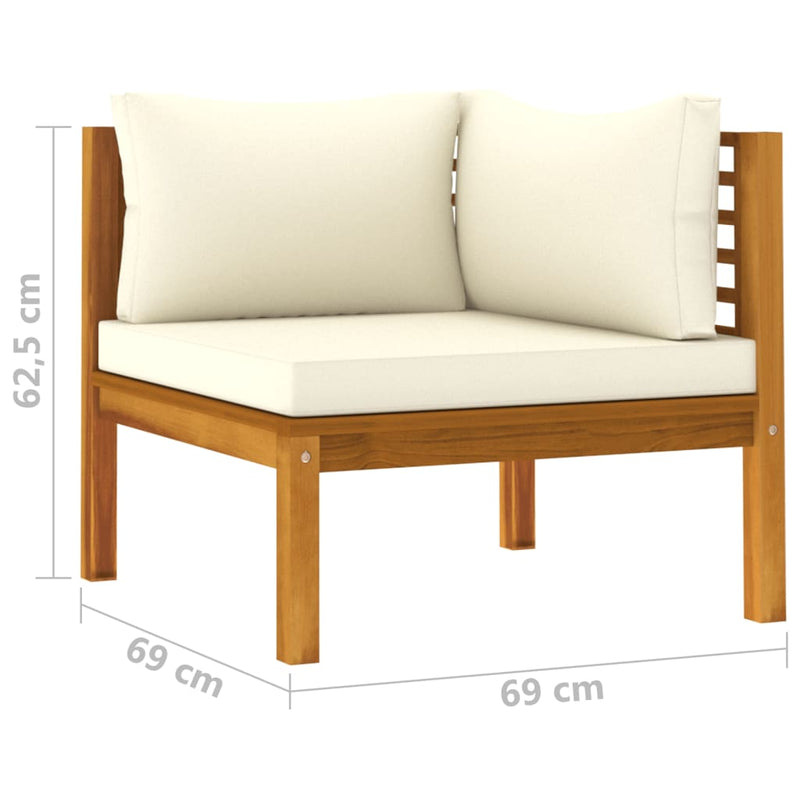 vidaXL 4 Piece Garden Lounge Set with Cream Cushion Solid Acacia Wood