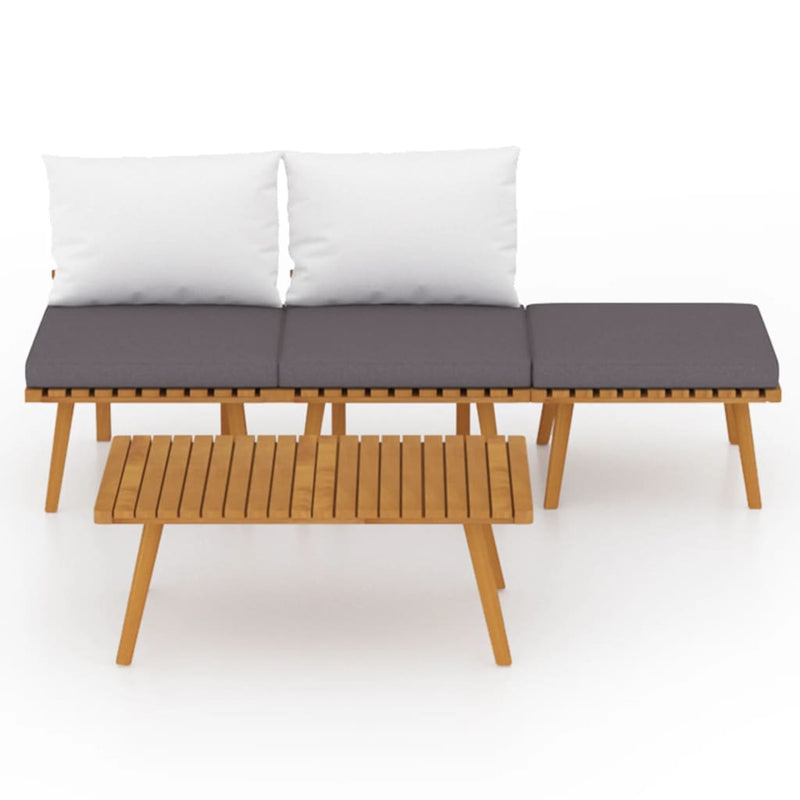 vidaXL 4 Piece Garden Lounge Set with Cushions Solid Wood Acacia