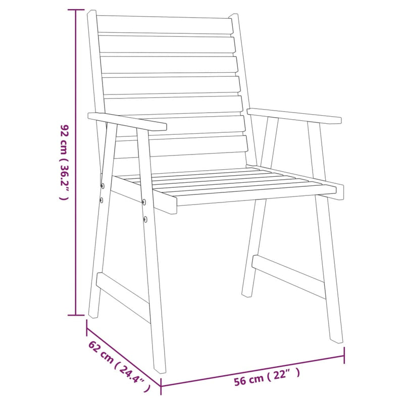 vidaXL 3 Piece Garden Dining Set Solid Wood Acacia