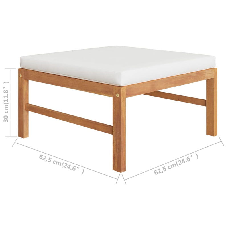 vidaXL 5 Piece Garden Lounge Set with Cream Cushions Solid Teak Wood