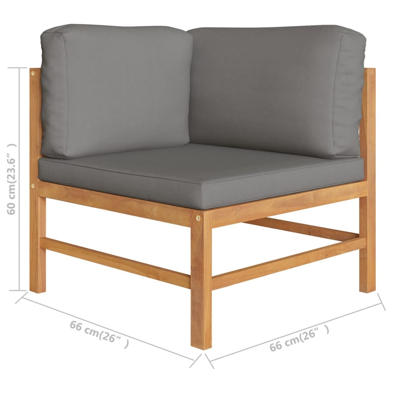 vidaXL 5 Piece Garden Lounge Set with Grey Cushions Solid Teak Wood