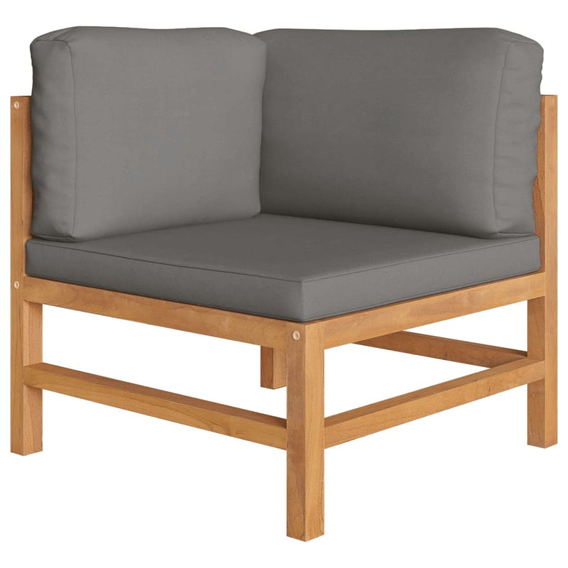 vidaXL 6 Piece Garden Lounge Set with Grey Cushions Solid Wood Teak
