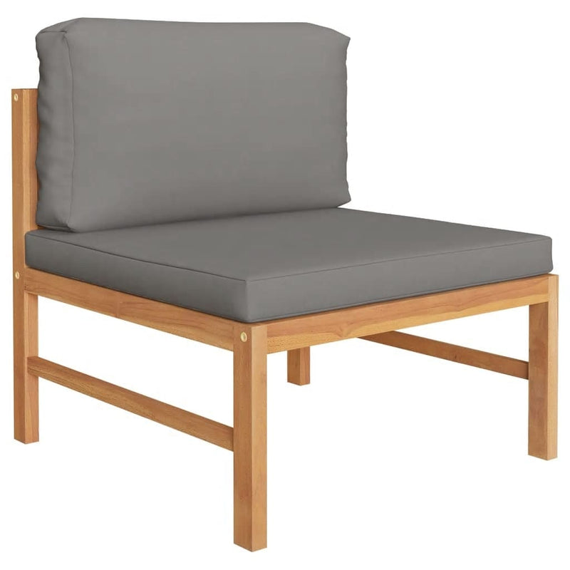 vidaXL 6 Piece Garden Lounge Set with Grey Cushions Solid Wood Teak