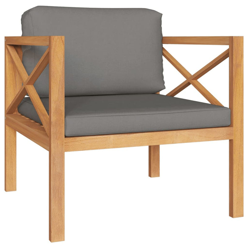 vidaXL 6 Piece Garden Lounge Set with Grey Cushions Solid Wood Teak