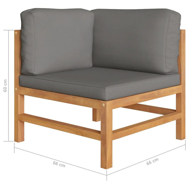 vidaXL 6 Piece Garden Lounge Set with Grey Cushions Solid Wood Teak