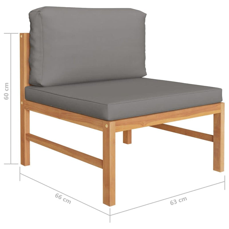 vidaXL 6 Piece Garden Lounge Set with Grey Cushions Solid Wood Teak