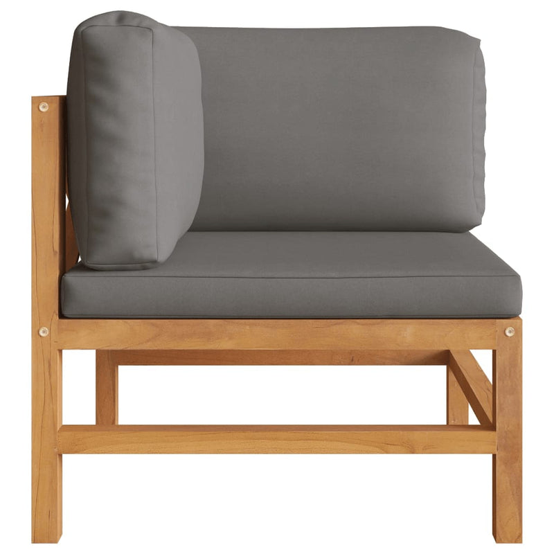 vidaXL 2-Seater Garden Sofa with Grey Cushions Solid Wood Teak