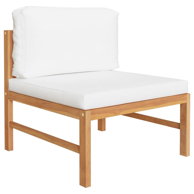 vidaXL 4-Seater Garden Sofa with Cream Cushions Solid Teak Wood
