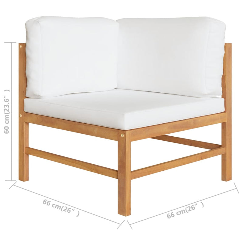 vidaXL 4-Seater Garden Sofa with Cream Cushions Solid Teak Wood