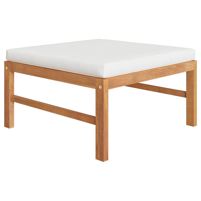 vidaXL 4 Piece Garden Lounge Set with Cream Cushions Solid Teak Wood