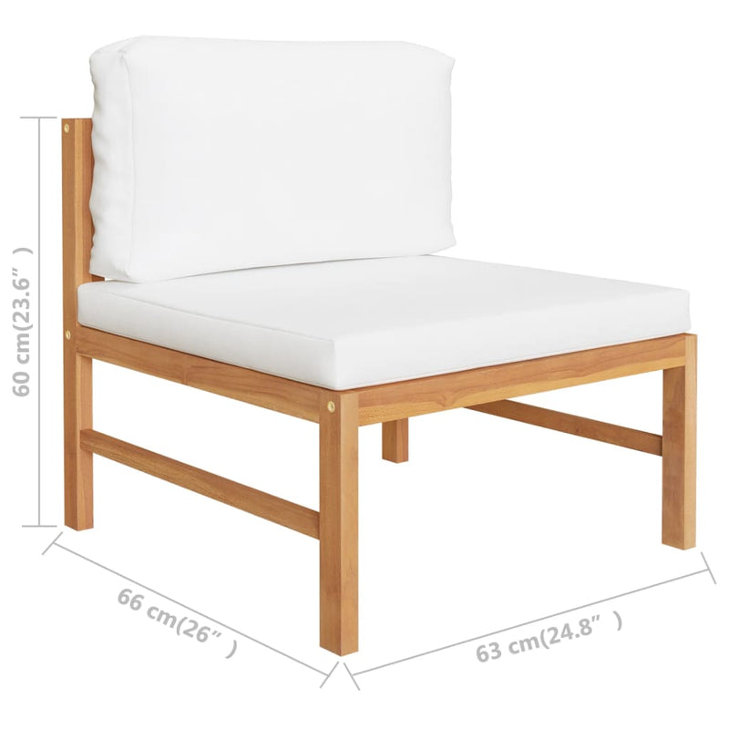 vidaXL 4 Piece Garden Lounge Set with Cream Cushions Solid Teak Wood