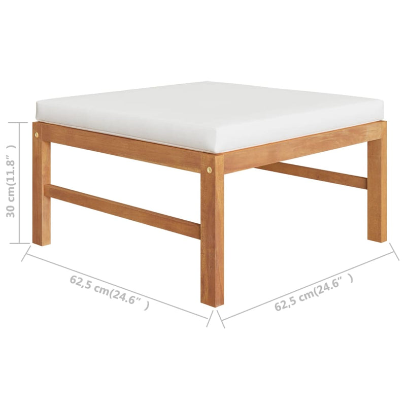 vidaXL 8 Piece Garden Lounge Set with Cream Cushions Solid Teak Wood