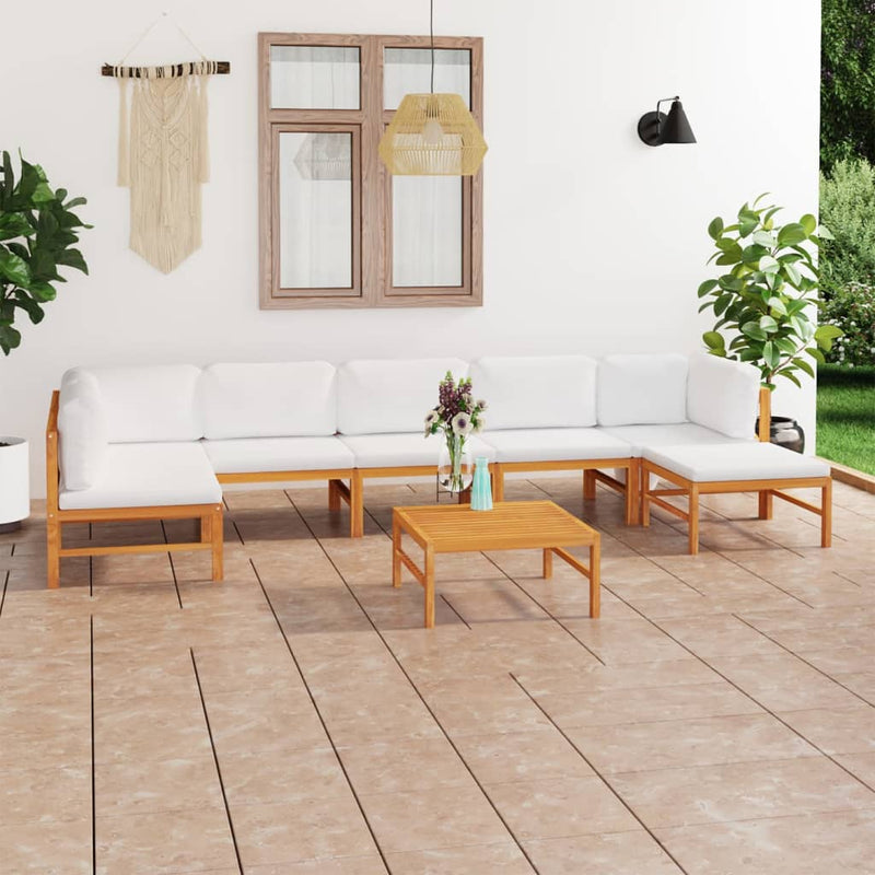 vidaXL 8 Piece Garden Lounge Set with Cream Cushions Solid Teak Wood
