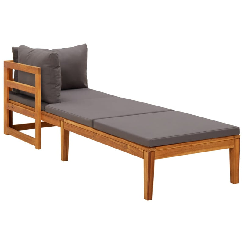 vidaXL Sun Loungers with Dark Grey Cushions 2 pcs Acacia Wood