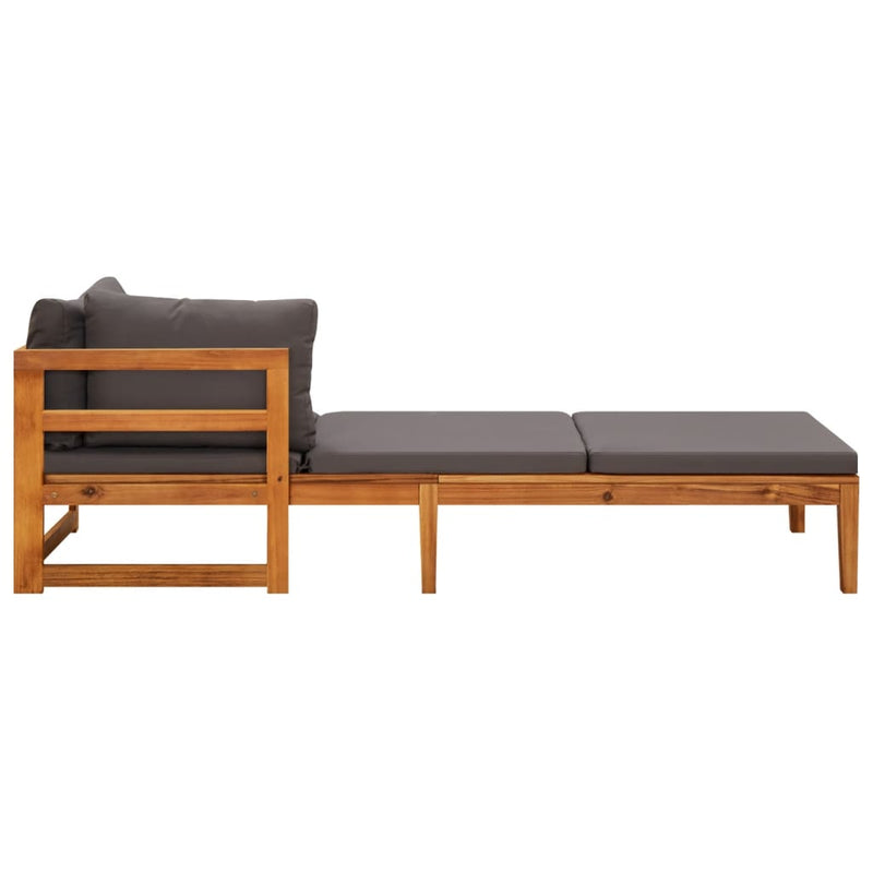 vidaXL Sun Loungers with Dark Grey Cushions 2 pcs Acacia Wood
