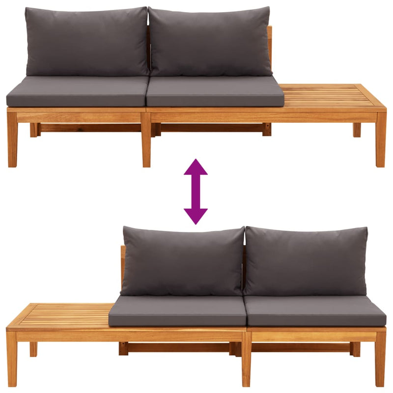 vidaXL 5 Piece Garden Lounge Set with Dark Grey Cushions Acacia Wood