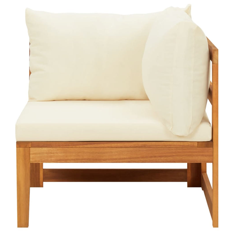 vidaXL 4 Piece Garden Lounge Set with Cream White Cushions Acacia Wood