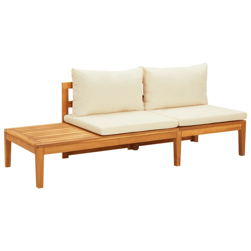vidaXL Garden Benches with Cream White Cushions 2 pcs Acacia Wood