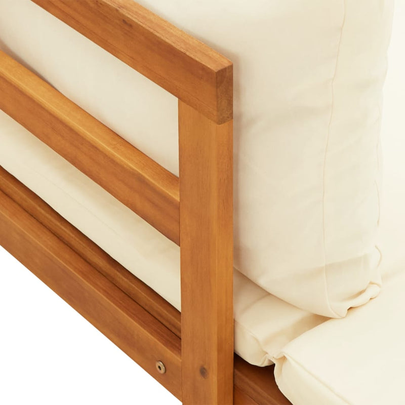 vidaXL Garden Benches with Cream White Cushions 2 pcs Acacia Wood