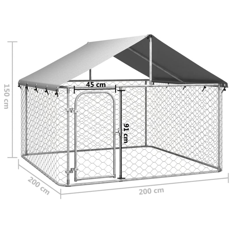 vidaXL Outdoor Dog Kennel with Roof 200x200x150 cm