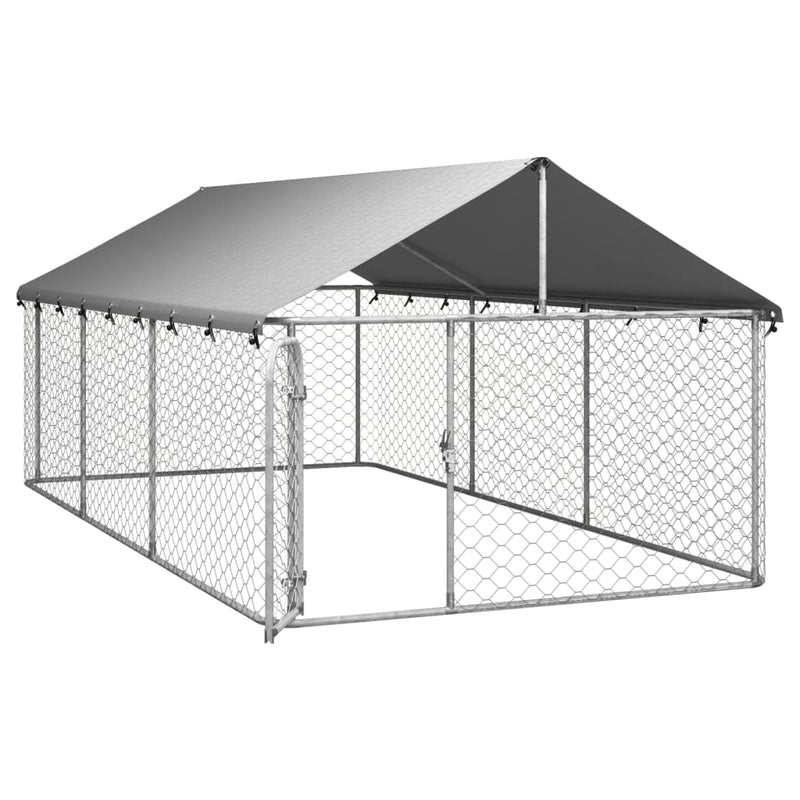 vidaXL Outdoor Dog Kennel with Roof 400x200x150 cm