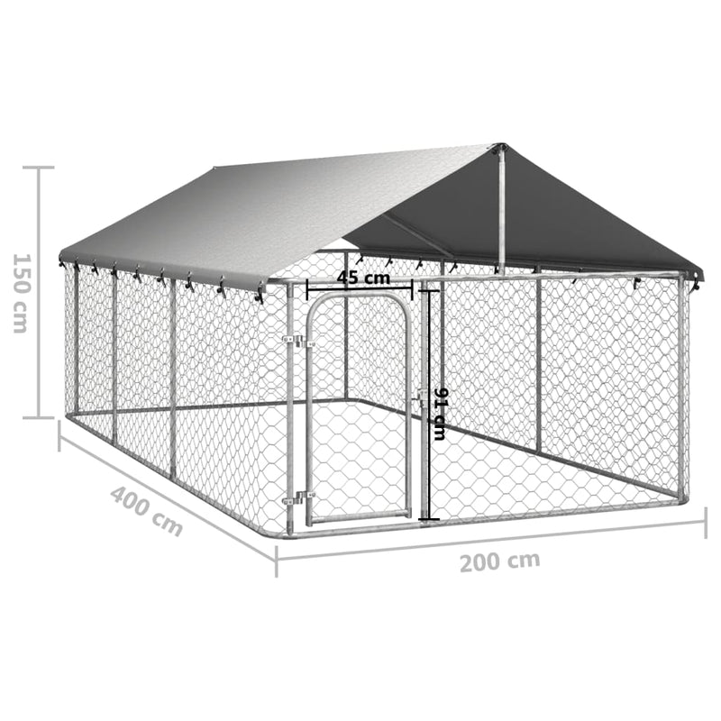 vidaXL Outdoor Dog Kennel with Roof 400x200x150 cm