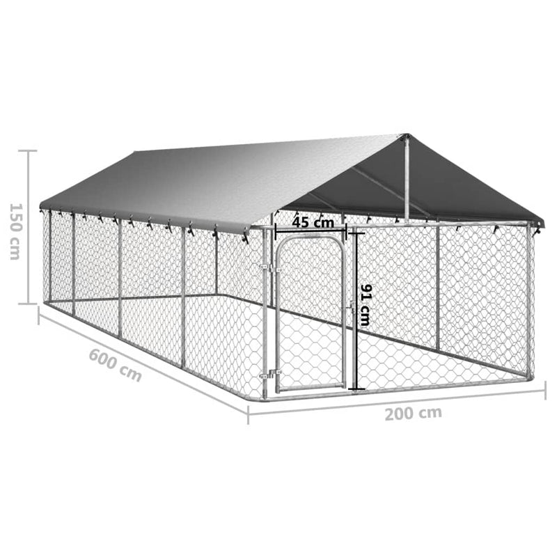 vidaXL Outdoor Dog Kennel with Roof 600x200x150 cm