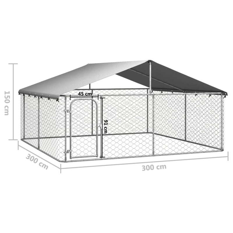 vidaXL Outdoor Dog Kennel with Roof 300x300x150 cm