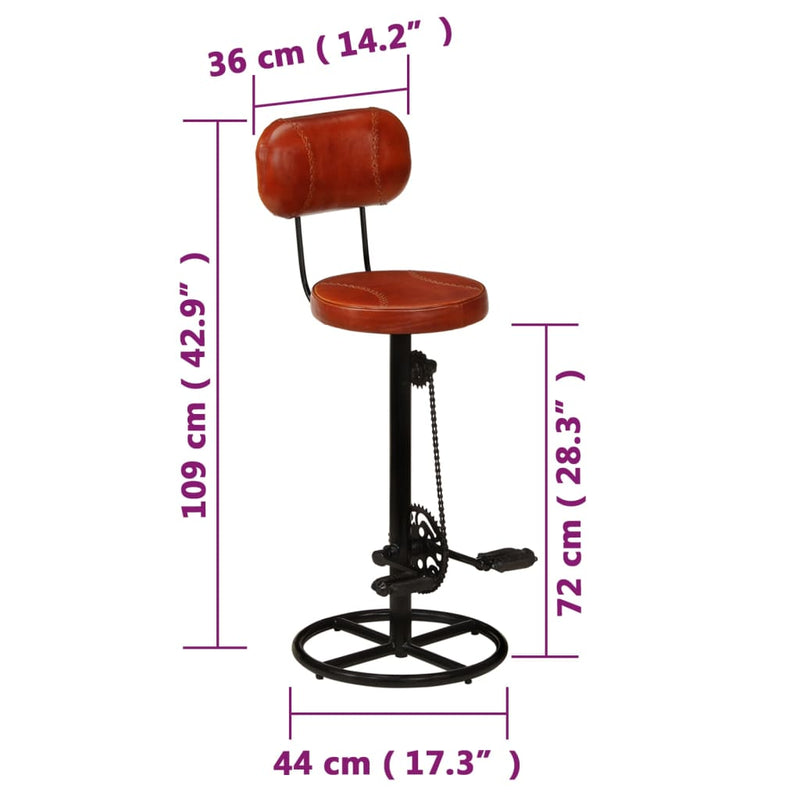 vidaXL Bar Stools 2 pcs Black and Brown Real Goat Leather