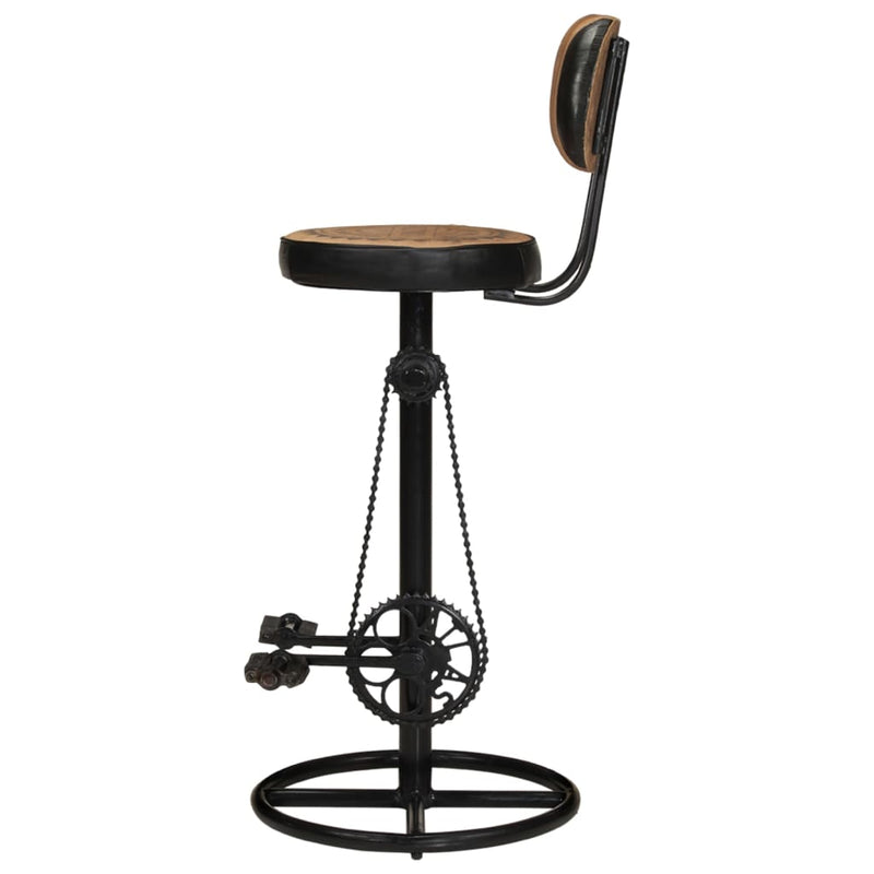 vidaXL Bar Stools with Canvas Print 2 pcs Brown and Black Real Goat Leather