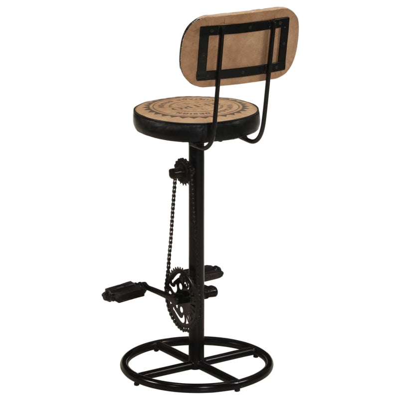 vidaXL Bar Stools with Canvas Print 2 pcs Brown and Black Real Goat Leather