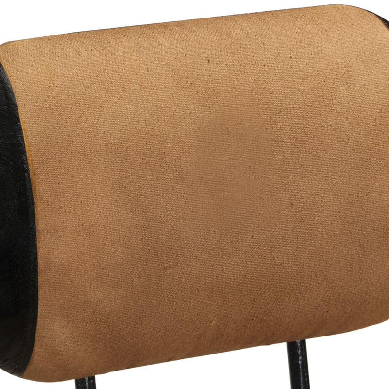 vidaXL Bar Stools with Canvas Print 2 pcs Brown and Black Real Goat Leather
